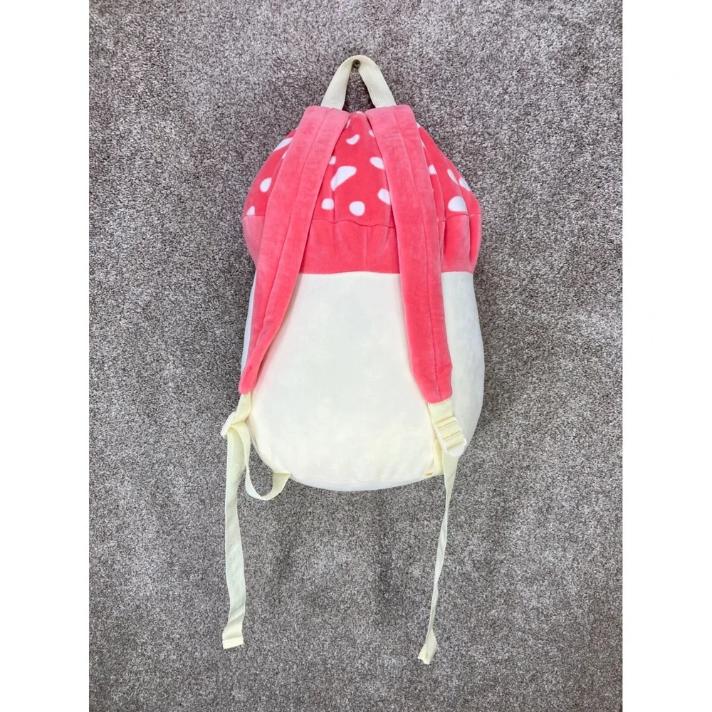 Squishmallows Malcolm the Mushroom Plush Backpack Red White Novelty Plushie Bag